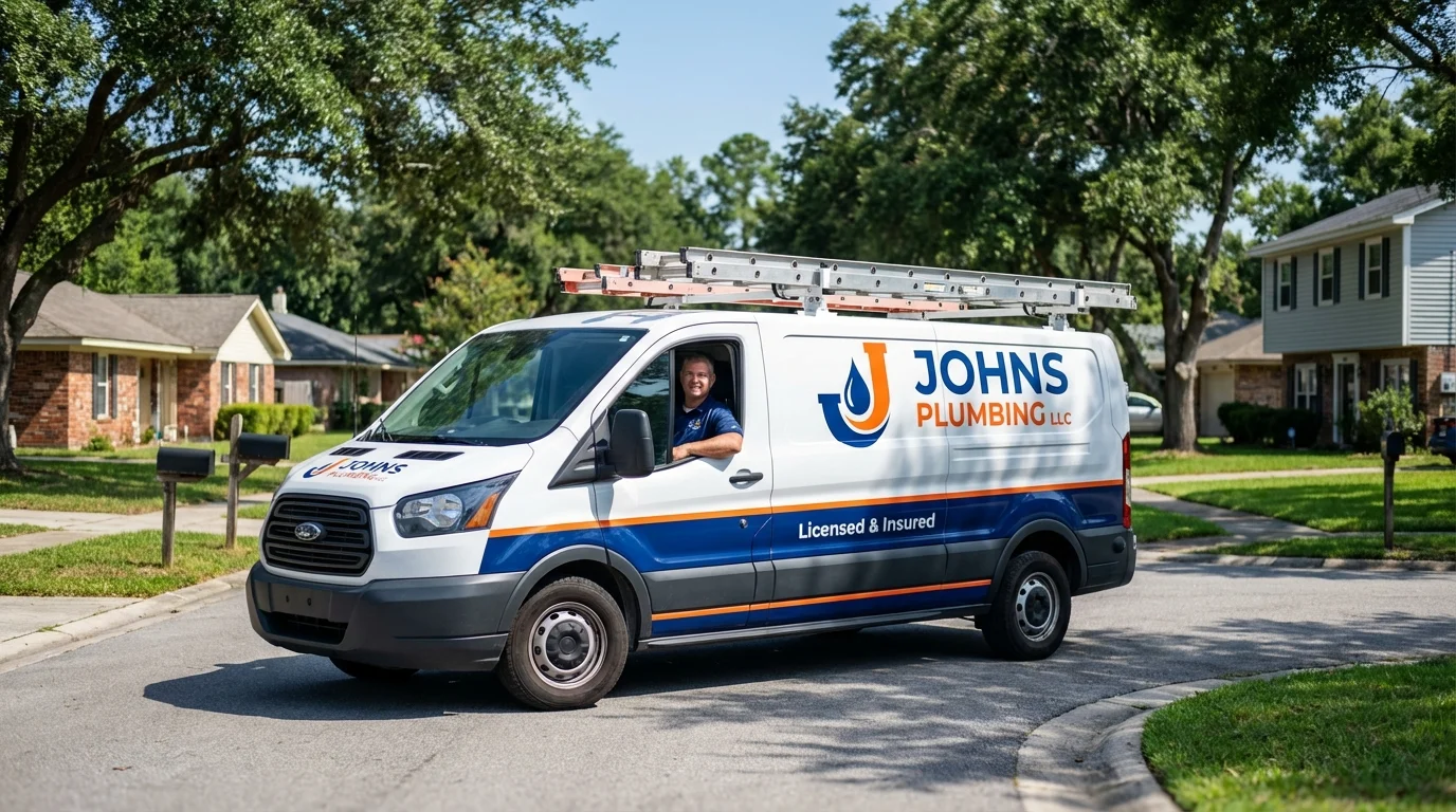 Johns Plumbing LLC service van in Stratford, NJ