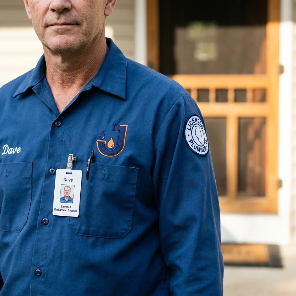 Licensed plumber showing ID badge in Stratford, NJ