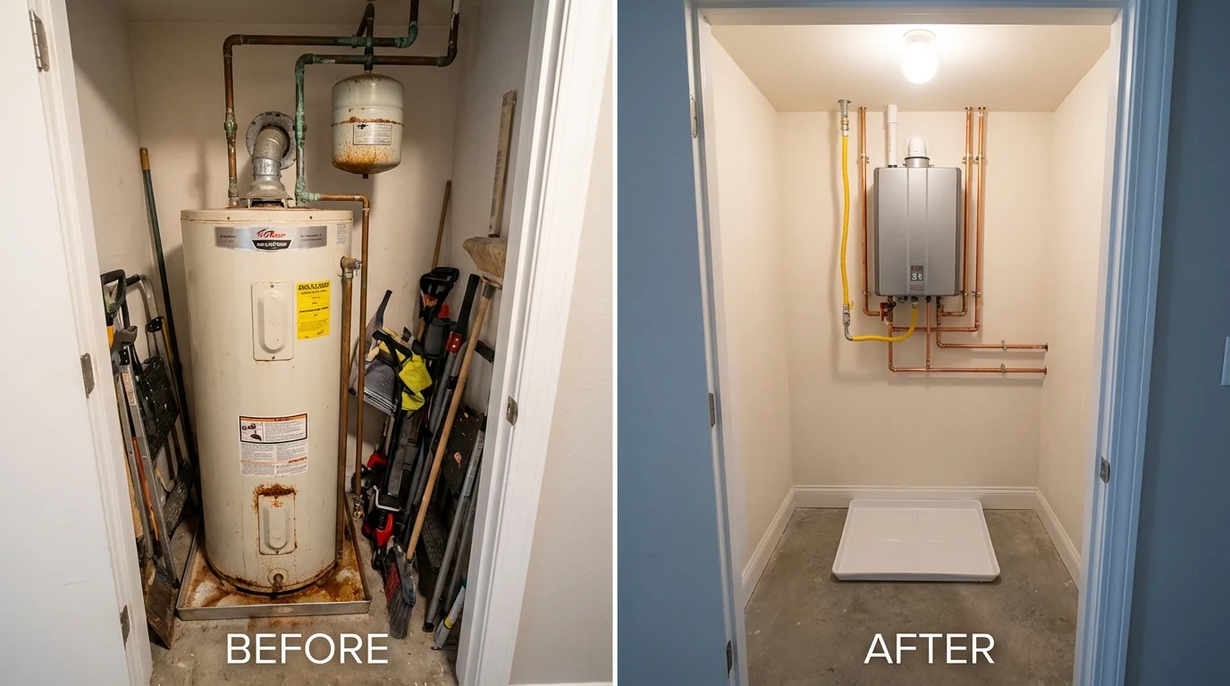 Tank water heater versus wall-mounted tankless unit comparison for Stratford, NJ homeowners